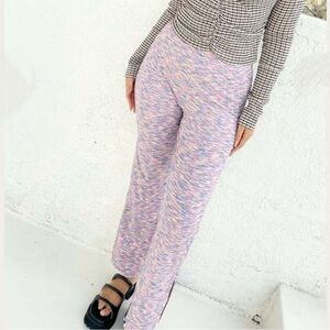 NWT Lisa Says Gah Josie High Waist Ribbed Knit Flare Pants in Berry